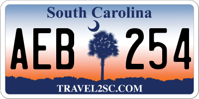 SC license plate AEB254