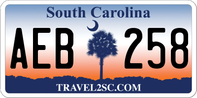 SC license plate AEB258