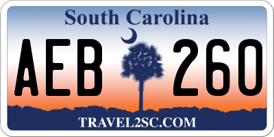 SC license plate AEB260