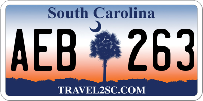 SC license plate AEB263