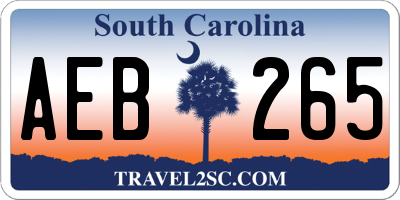 SC license plate AEB265