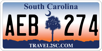SC license plate AEB274