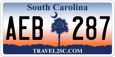 SC license plate AEB287