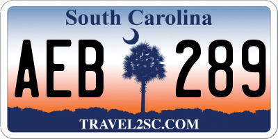 SC license plate AEB289