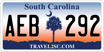 SC license plate AEB292