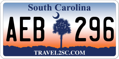 SC license plate AEB296