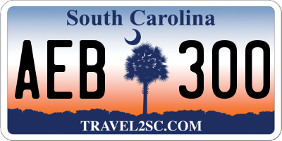 SC license plate AEB300