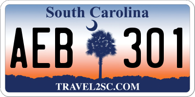 SC license plate AEB301