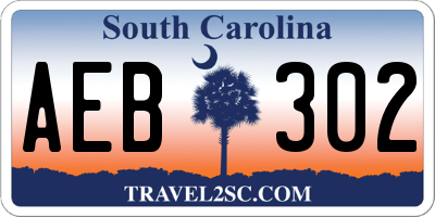 SC license plate AEB302