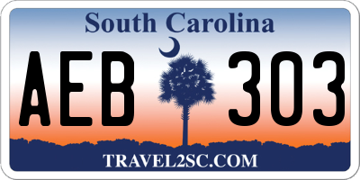 SC license plate AEB303