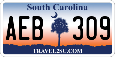 SC license plate AEB309