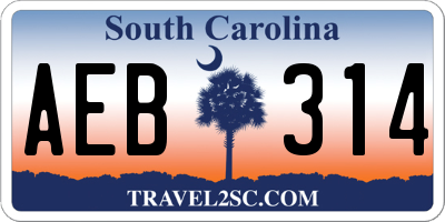SC license plate AEB314