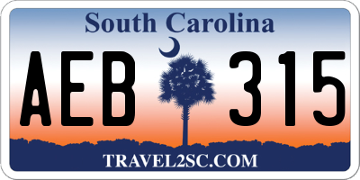 SC license plate AEB315
