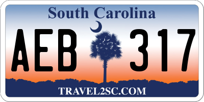 SC license plate AEB317