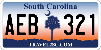 SC license plate AEB321