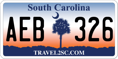 SC license plate AEB326