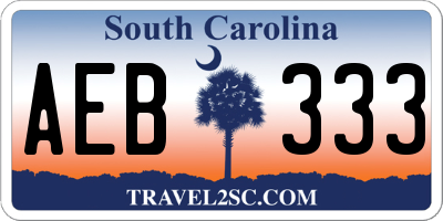 SC license plate AEB333