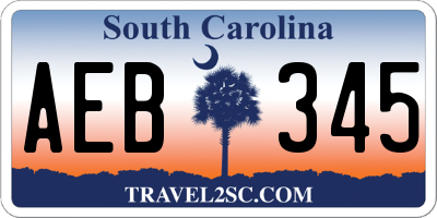 SC license plate AEB345