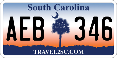 SC license plate AEB346
