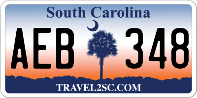 SC license plate AEB348