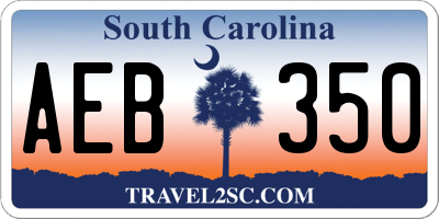 SC license plate AEB350