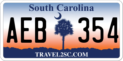 SC license plate AEB354