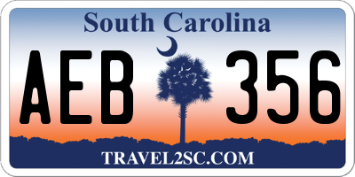 SC license plate AEB356