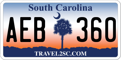 SC license plate AEB360