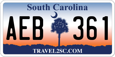 SC license plate AEB361