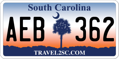 SC license plate AEB362