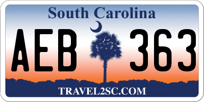 SC license plate AEB363