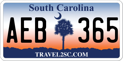SC license plate AEB365