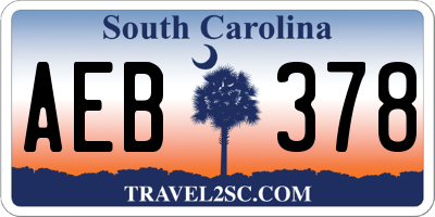 SC license plate AEB378