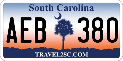 SC license plate AEB380