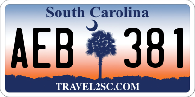 SC license plate AEB381