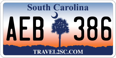 SC license plate AEB386