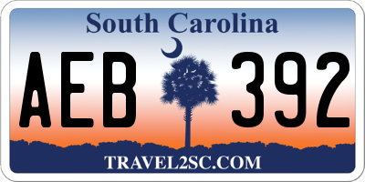 SC license plate AEB392