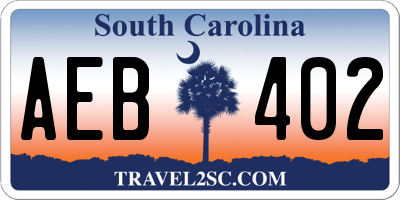 SC license plate AEB402