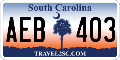 SC license plate AEB403