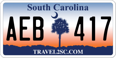 SC license plate AEB417