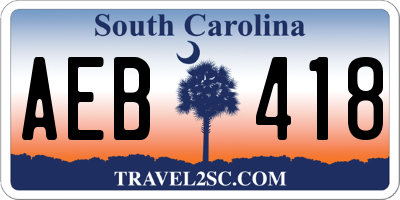 SC license plate AEB418