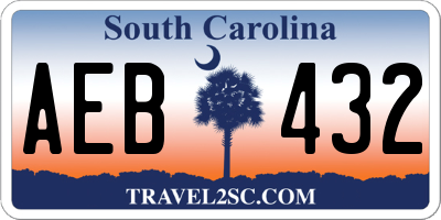 SC license plate AEB432