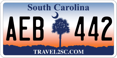 SC license plate AEB442