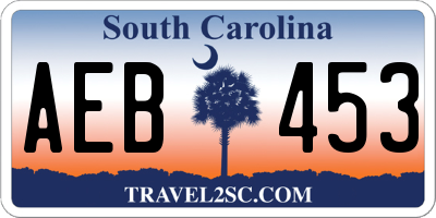 SC license plate AEB453