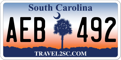 SC license plate AEB492
