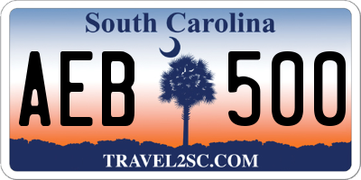 SC license plate AEB500