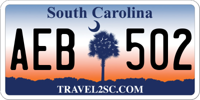 SC license plate AEB502