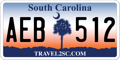 SC license plate AEB512