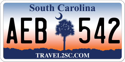SC license plate AEB542