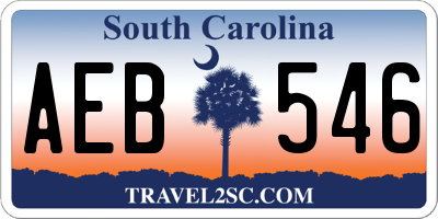 SC license plate AEB546